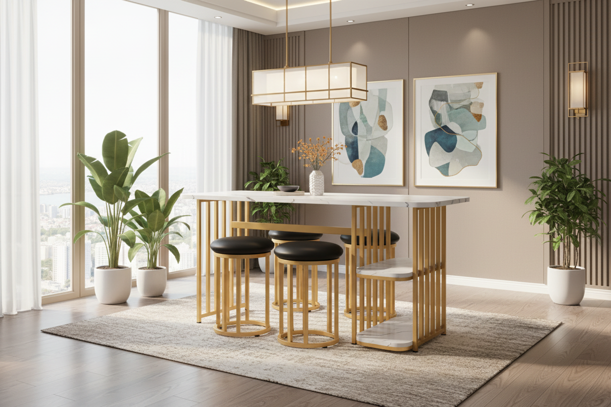 Ensemble de table à manger rétractable pliable avec table à manger 4 chaises 120 x 80 x 75cm chêne blanc