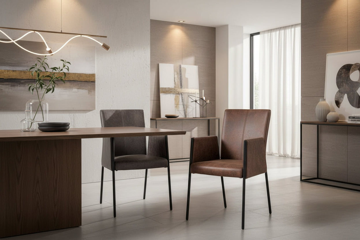 Chaise fauteuil avec accoudoirs tissu microfibres gris et pieds métal noir